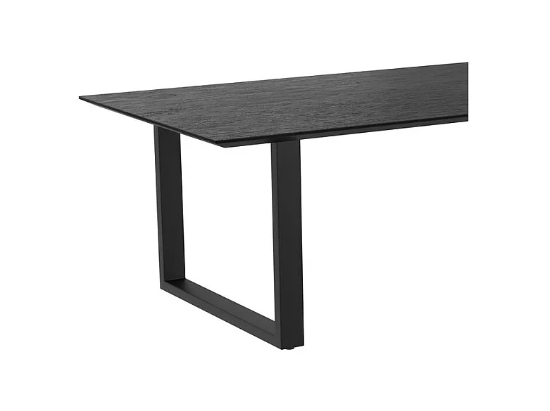 Table rectangulaire 10 personnes en bois de teck recyclé noir 240 cm - Adok