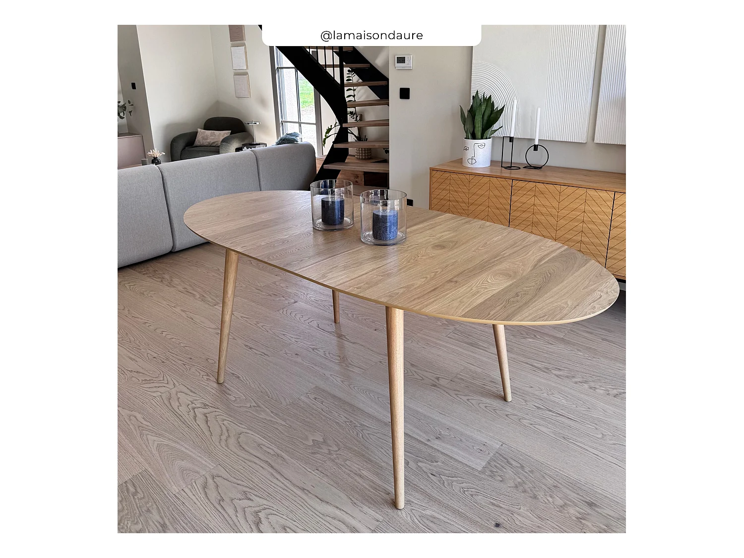 Table ovale 6/8 personnes extensible en bois clair 170/200 cm - Eddy