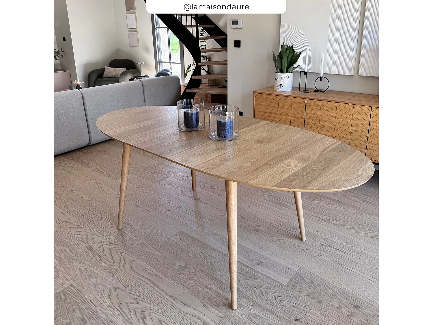 Mesa ovalada extensible de 6/8 personas en madera clara de 170/200 cm - Eddy