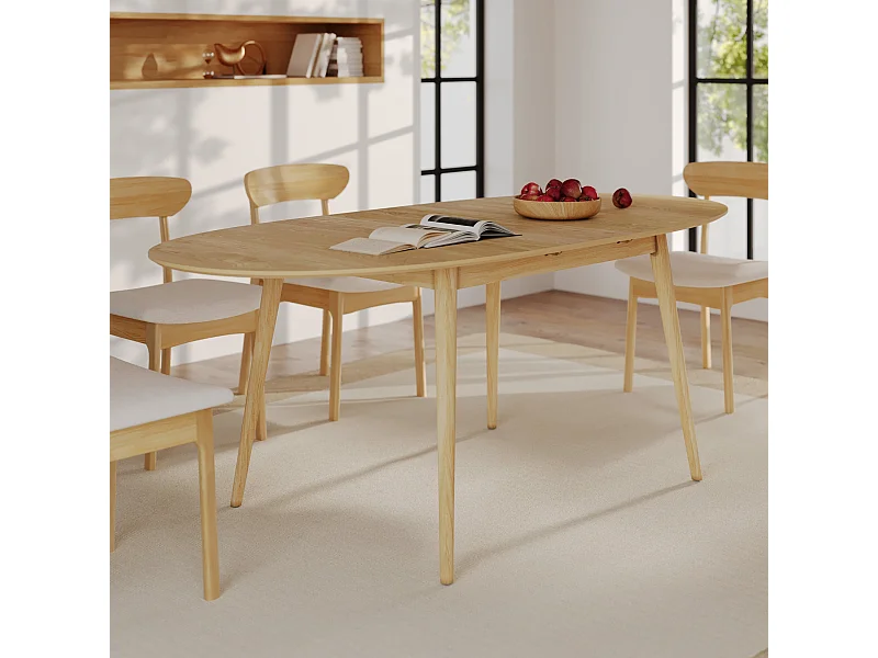 Tavolo da pranzo ovale in legno chiaro 170/200 cm allungabile - Eddy