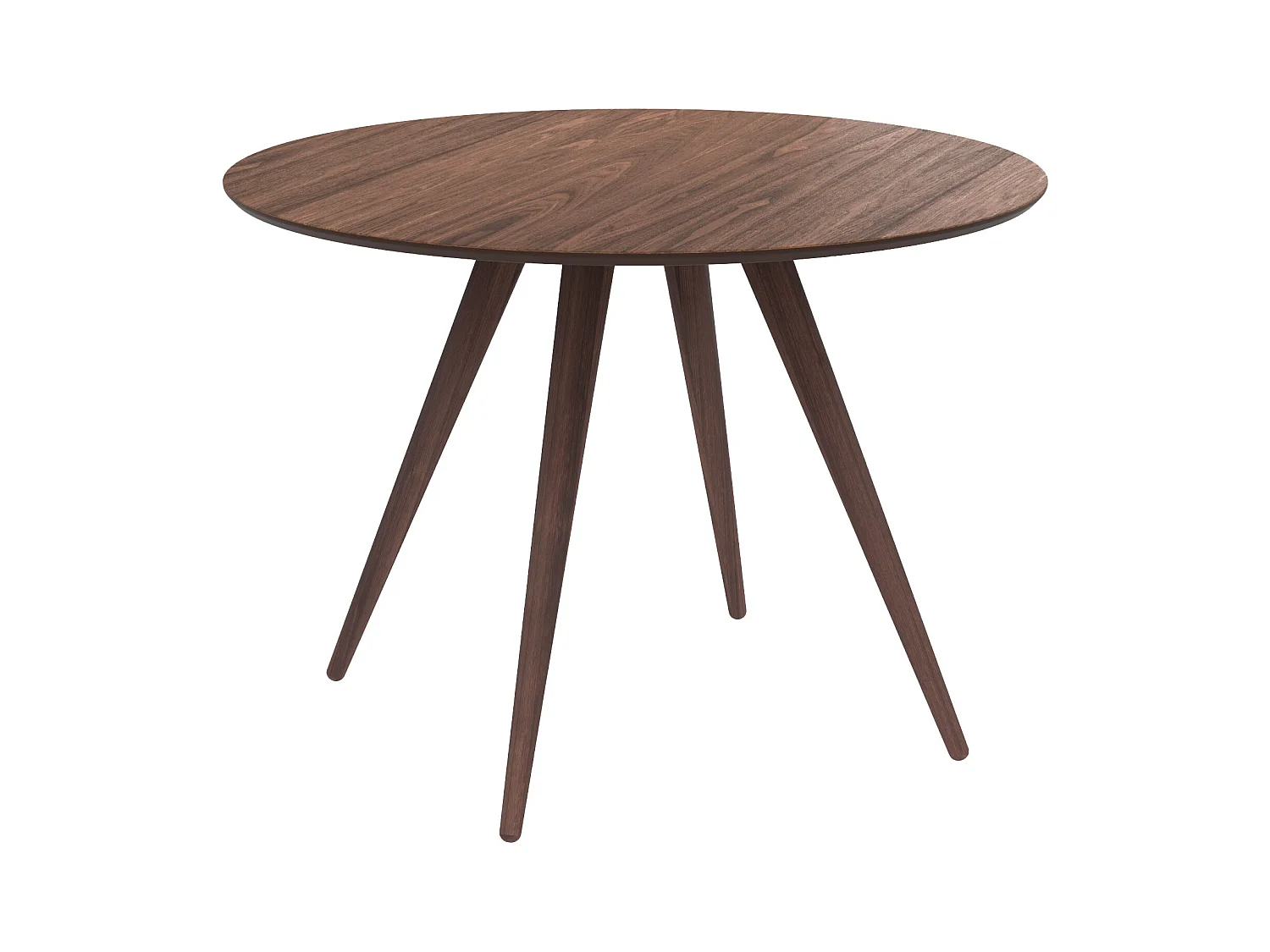 Table ronde 4 personnes en bois foncé finition noyer D105 cm - Liwa