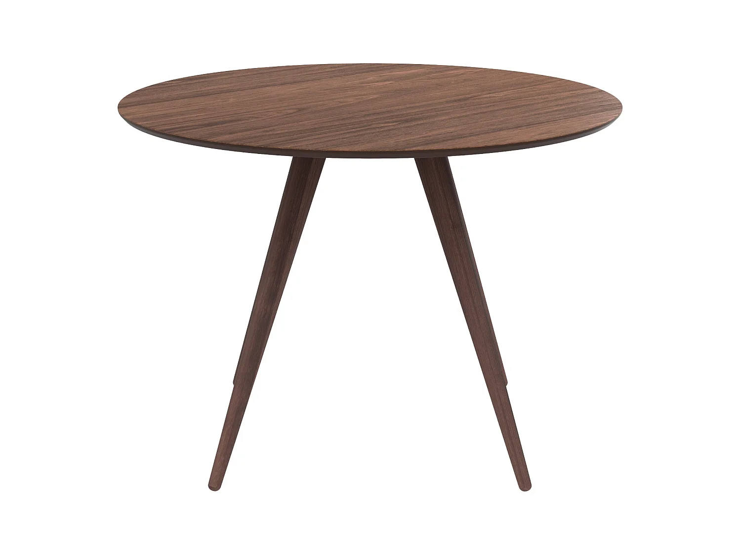 Table ronde 4 personnes en bois foncé finition noyer D105 cm - Liwa