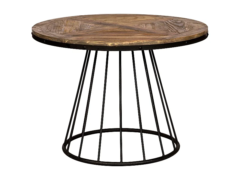 Tavolo rotondo per 5 persone in legno di cedro e metallo D110 cm - Pralus