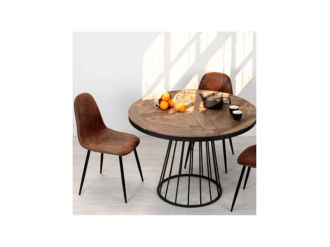 Tavolo rotondo per 5 persone in legno di cedro e metallo D110 cm - Pralus