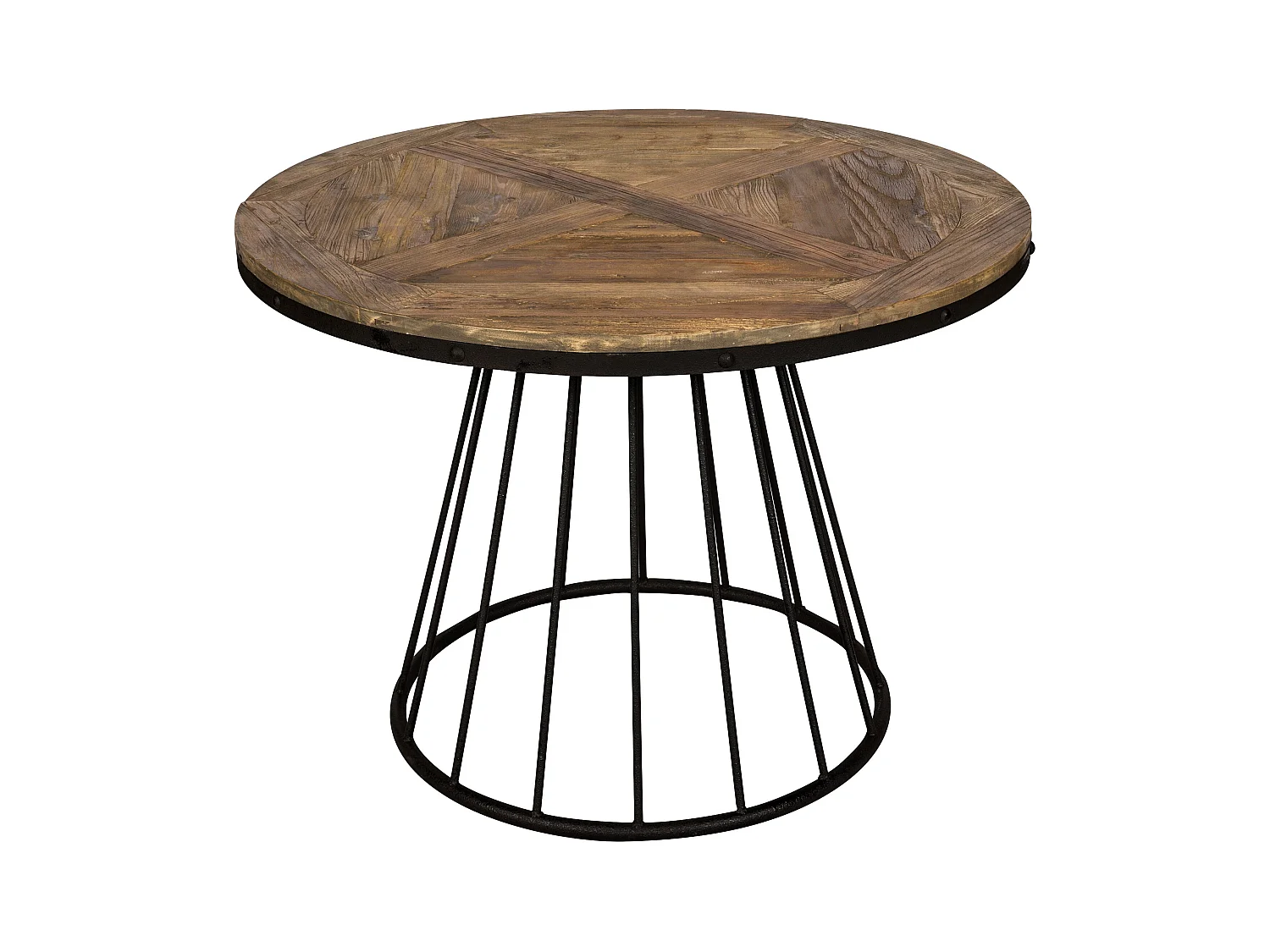 Tavolo rotondo per 5 persone in legno di cedro e metallo D110 cm - Pralus