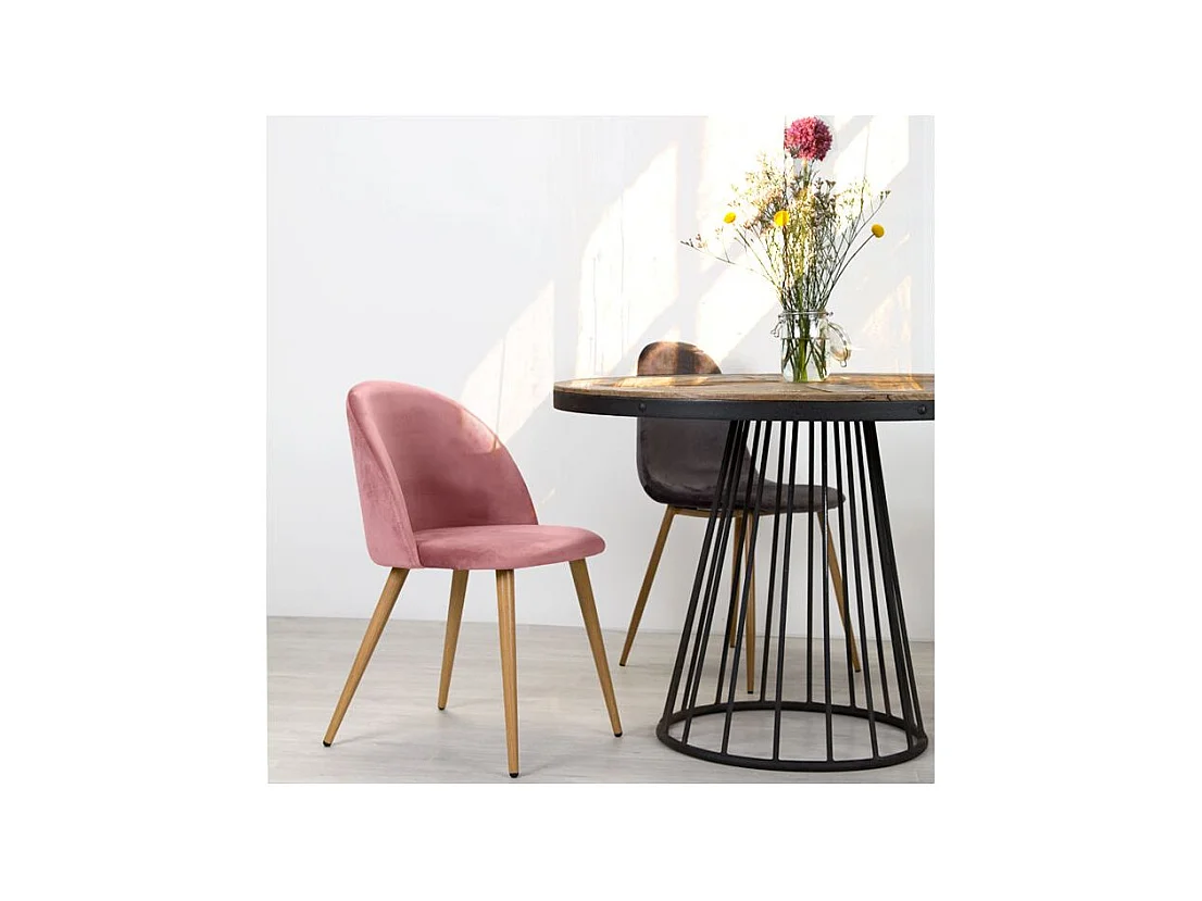 Tavolo rotondo per 5 persone in legno di cedro e metallo D110 cm - Pralus