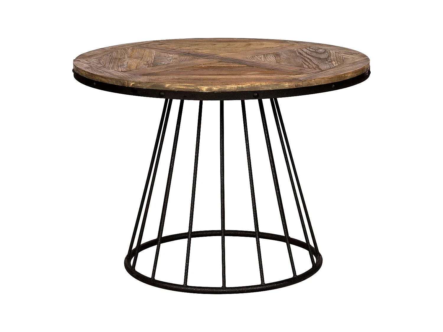 Table ronde 5 personnes en bois de cèdre et pied en métal D110 cm - Pralus