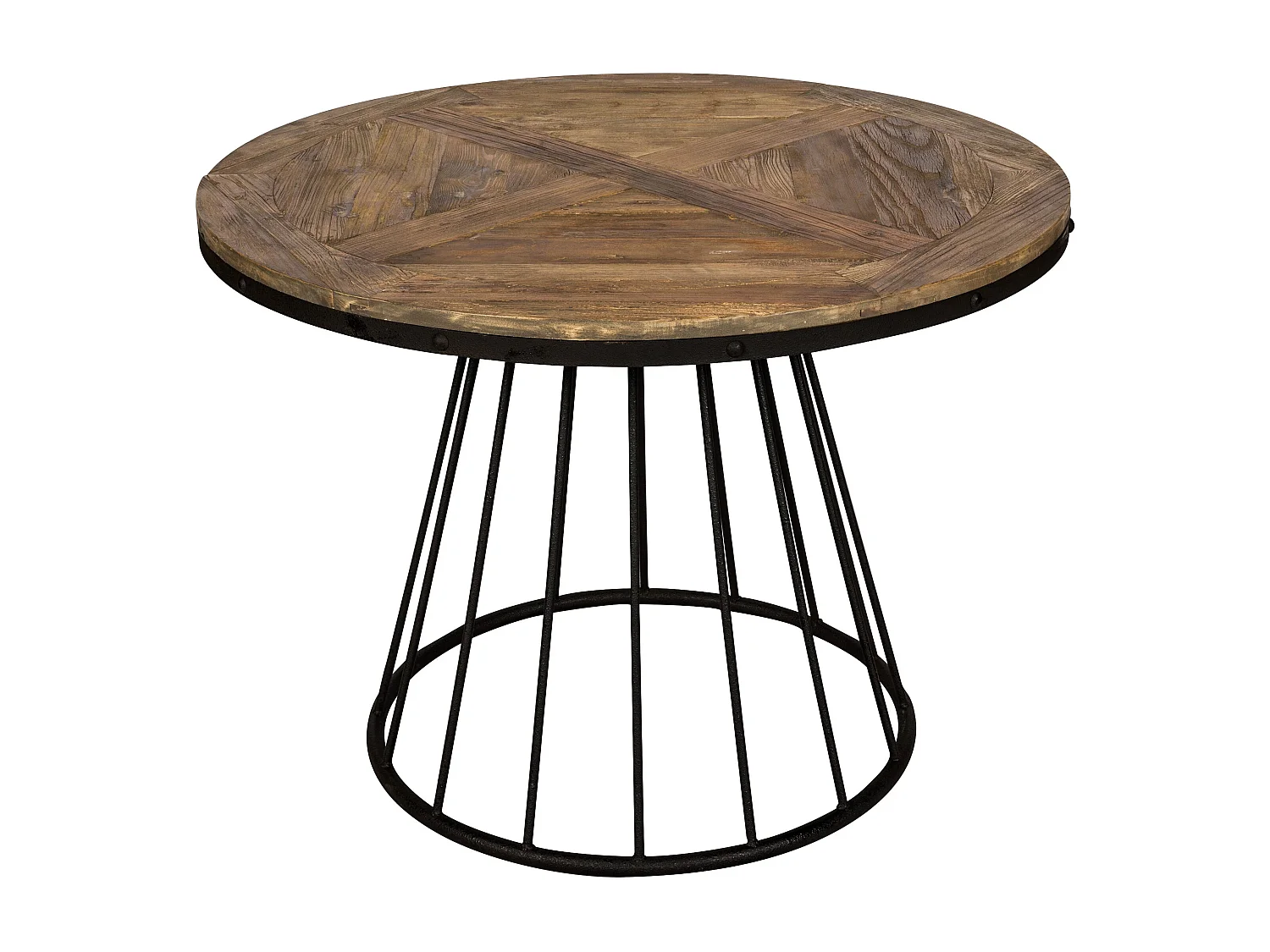 Tavolo rotondo per 5 persone in legno di cedro e metallo D110 cm - Pralus