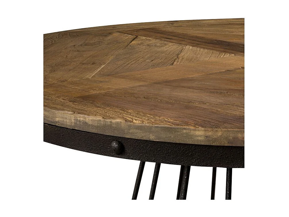 Tavolo rotondo per 5 persone in legno di cedro e metallo D110 cm - Pralus