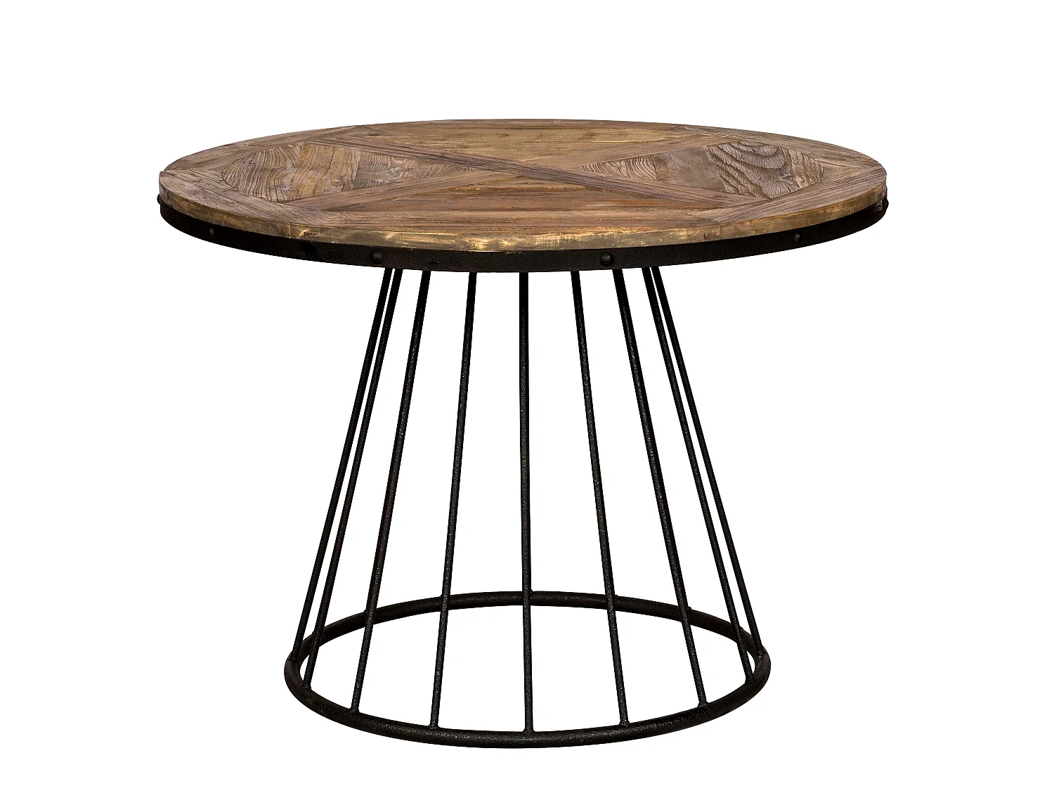 Tavolo rotondo 5 persone in legno di cedro con base in metallo D110 cm - Pralus