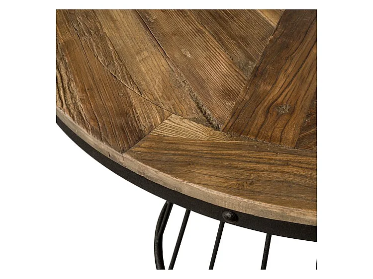 Tavolo rotondo 5 persone in legno di cedro con base in metallo D110 cm - Pralus