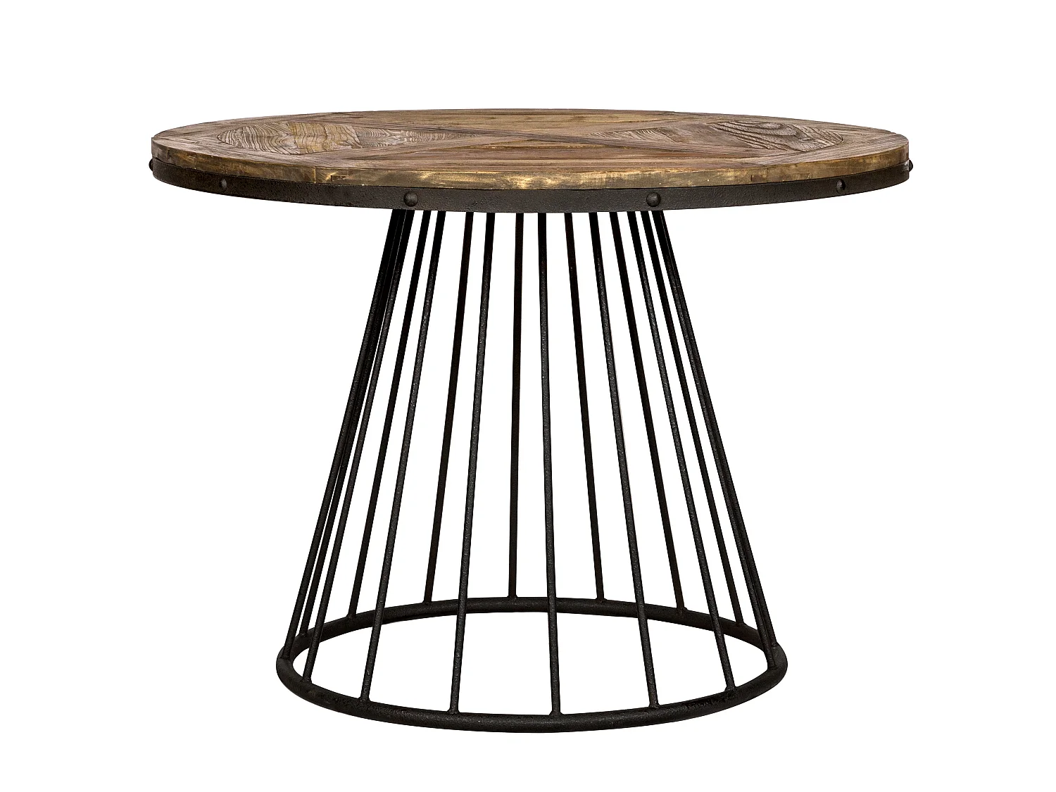 Tavolo rotondo 5 persone in legno di cedro con base in metallo D110 cm - Pralus