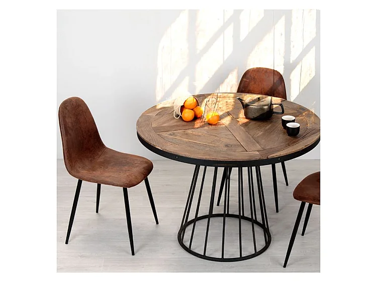 Tavolo rotondo 5 persone in legno di cedro con base in metallo D110 cm - Pralus