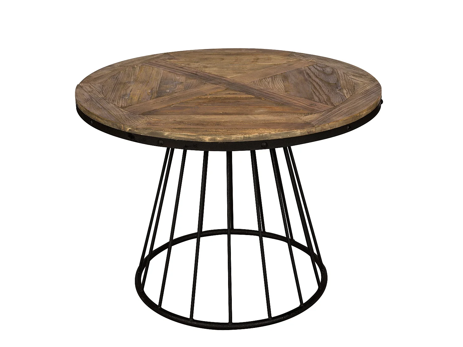 Tavolo rotondo 5 persone in legno di cedro con base in metallo D110 cm - Pralus