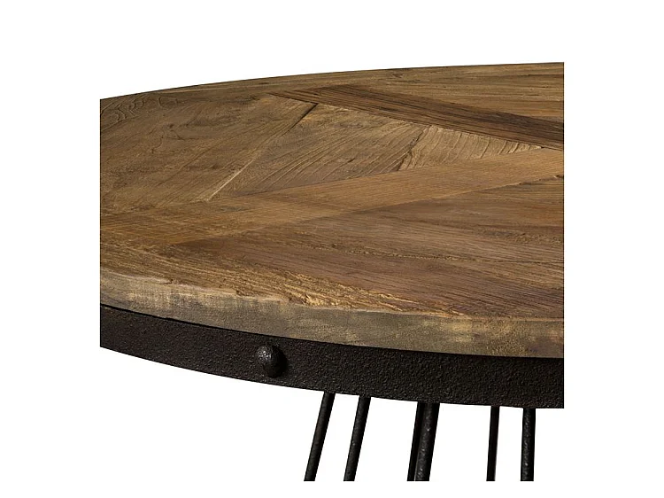 Tavolo rotondo 5 persone in legno di cedro con base in metallo D110 cm - Pralus