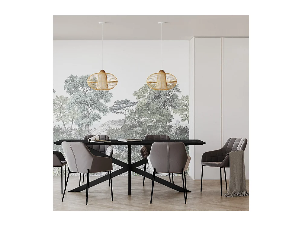 Table rectangulaire 8 personnes en bois de teck recyclé noir 220 cm - Marvel