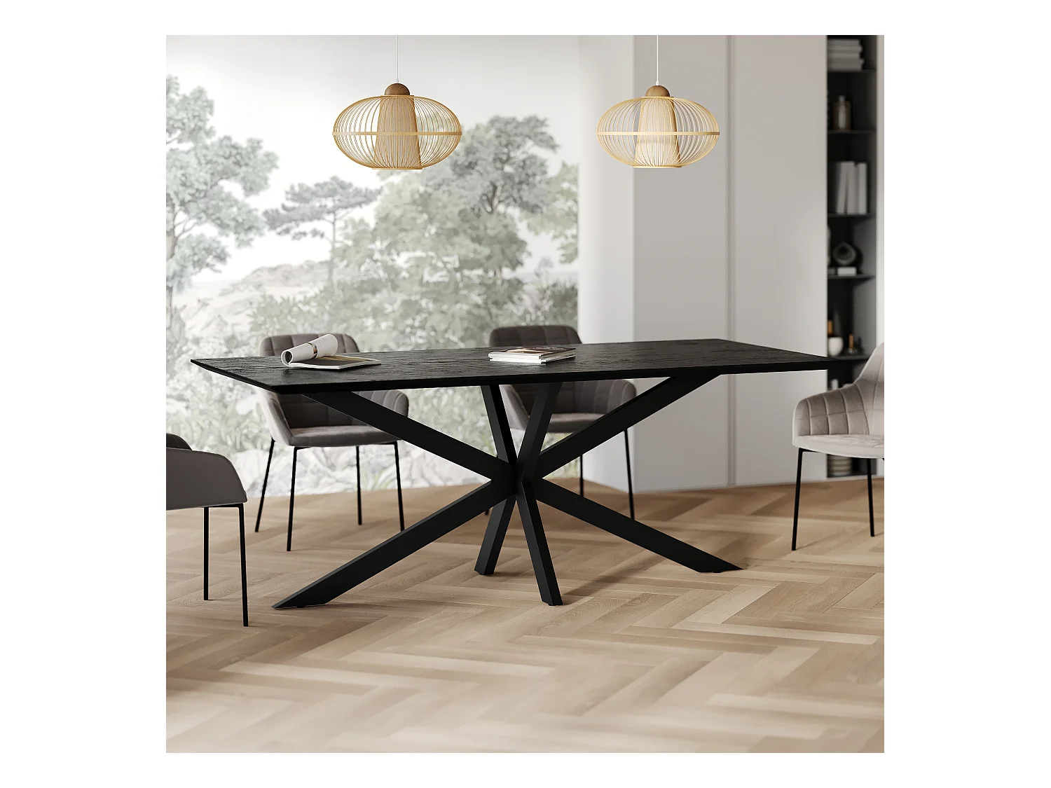 Tavolo rettangolare 6-8 persone in legno nero 220 cm - Marvel