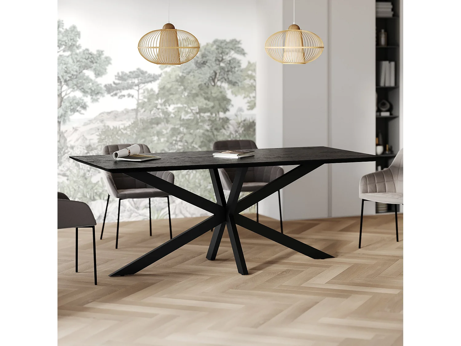 Tavolo rettangolare 6-8 persone in legno nero 220 cm - Marvel