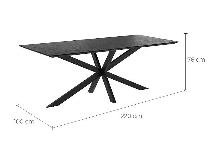 Tavolo rettangolare 6-8 persone in legno nero 220 cm - Marvel
