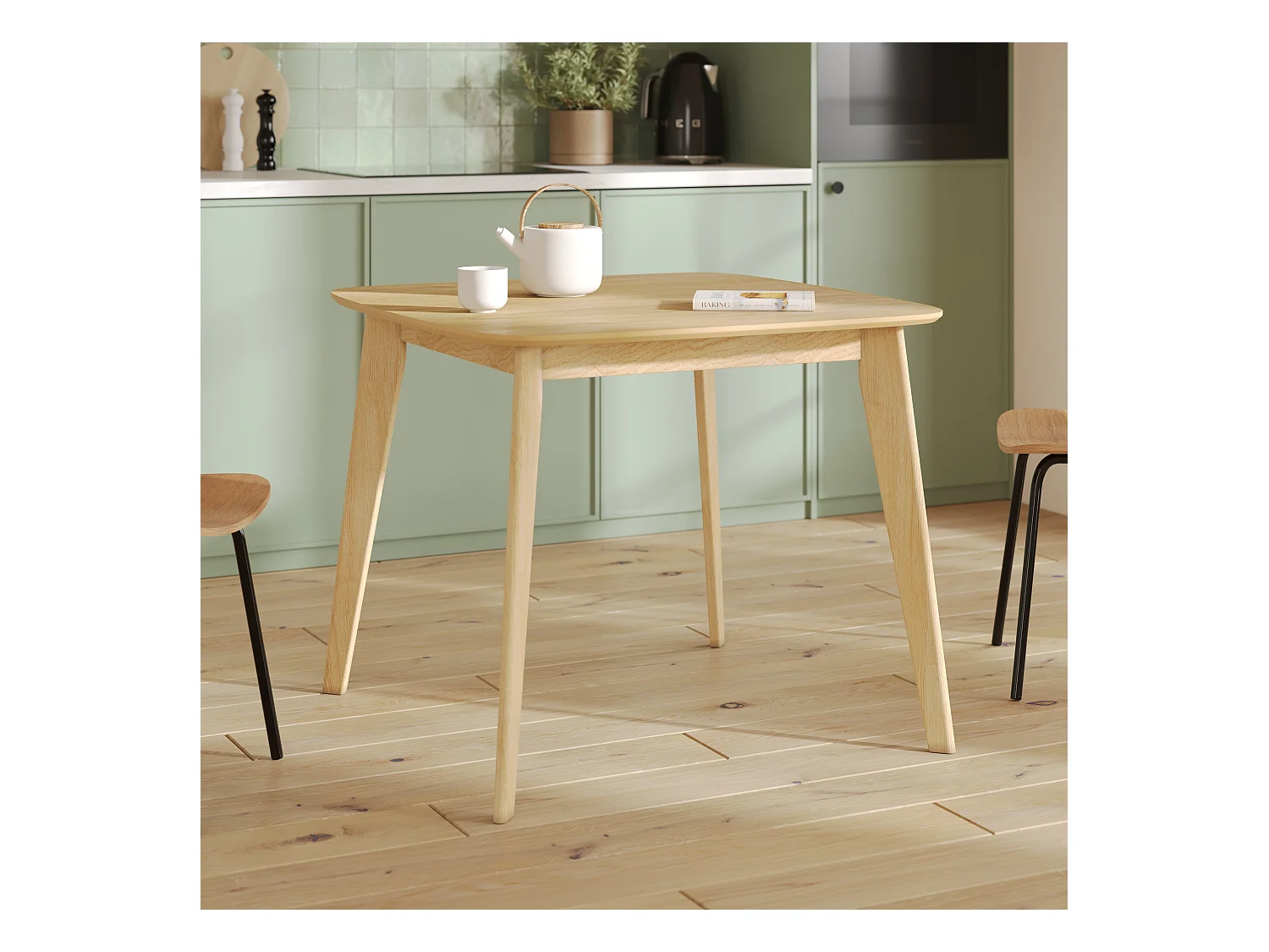 Tavolo quadrato in legno chiaro per 4 persone 90 cm - Julio