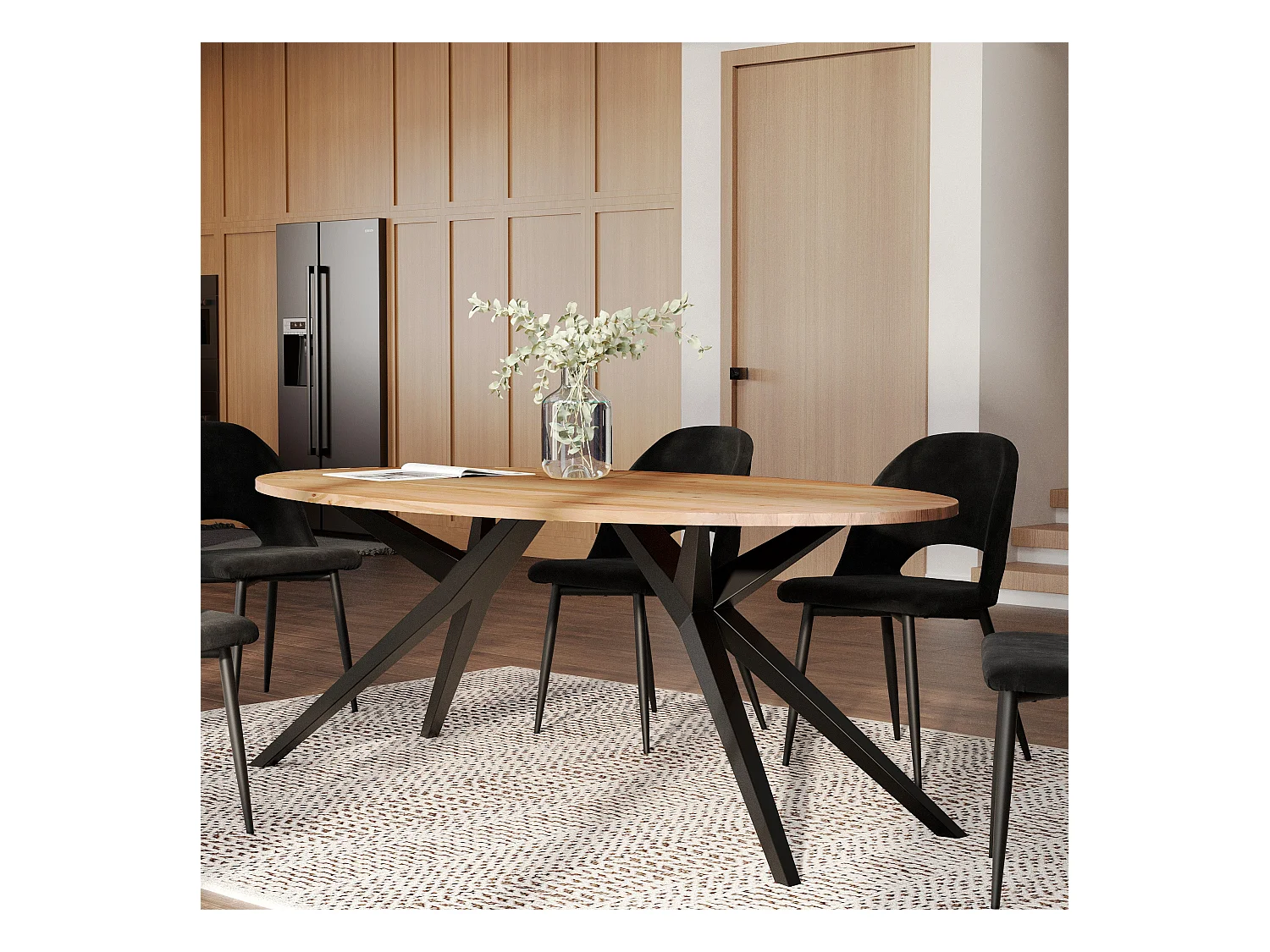 Tavolo ovale da 200 cm in legno con gambe in metallo per 8-10 persone - Matara