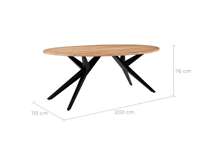 Tavolo ovale da 200 cm in legno con gambe in metallo per 8-10 persone - Matara
