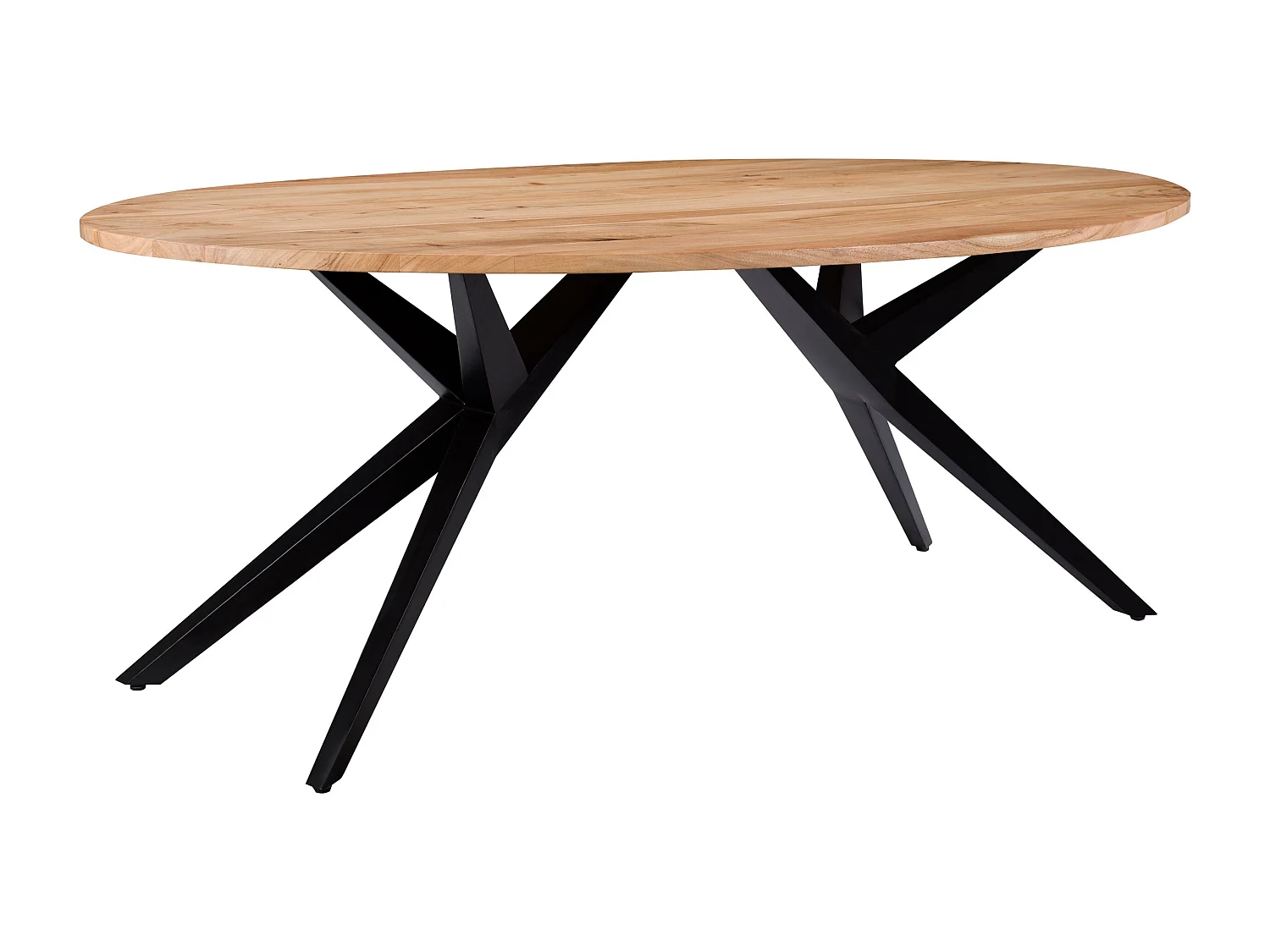 Table ovale 8 personnes en bois d'acacia et pieds en métal 200 cm - Matara