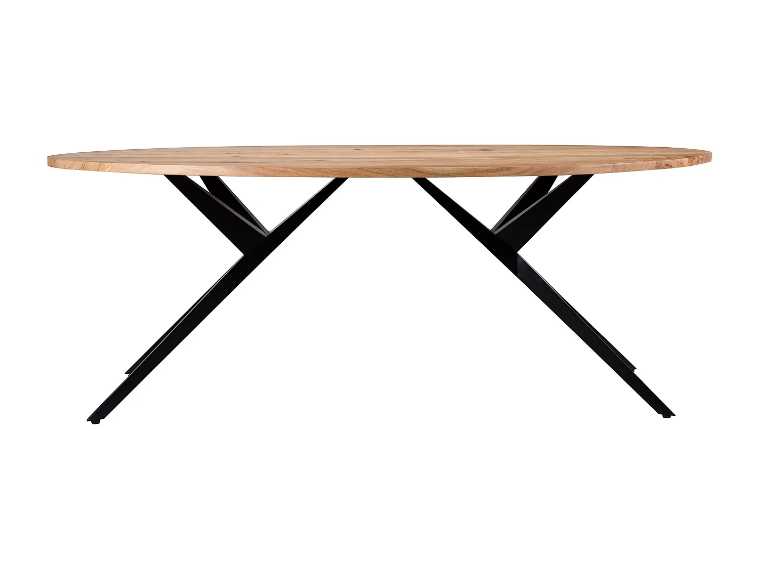 Table ovale 8 personnes en bois d'acacia et pieds en métal 200 cm - Matara