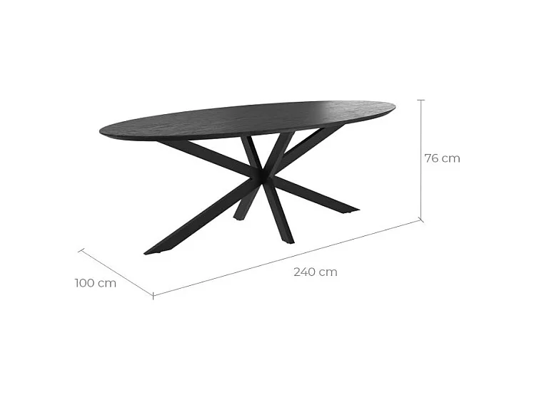 Mesa ovalada para 8 personas en madera negra 240 cm - Sparo