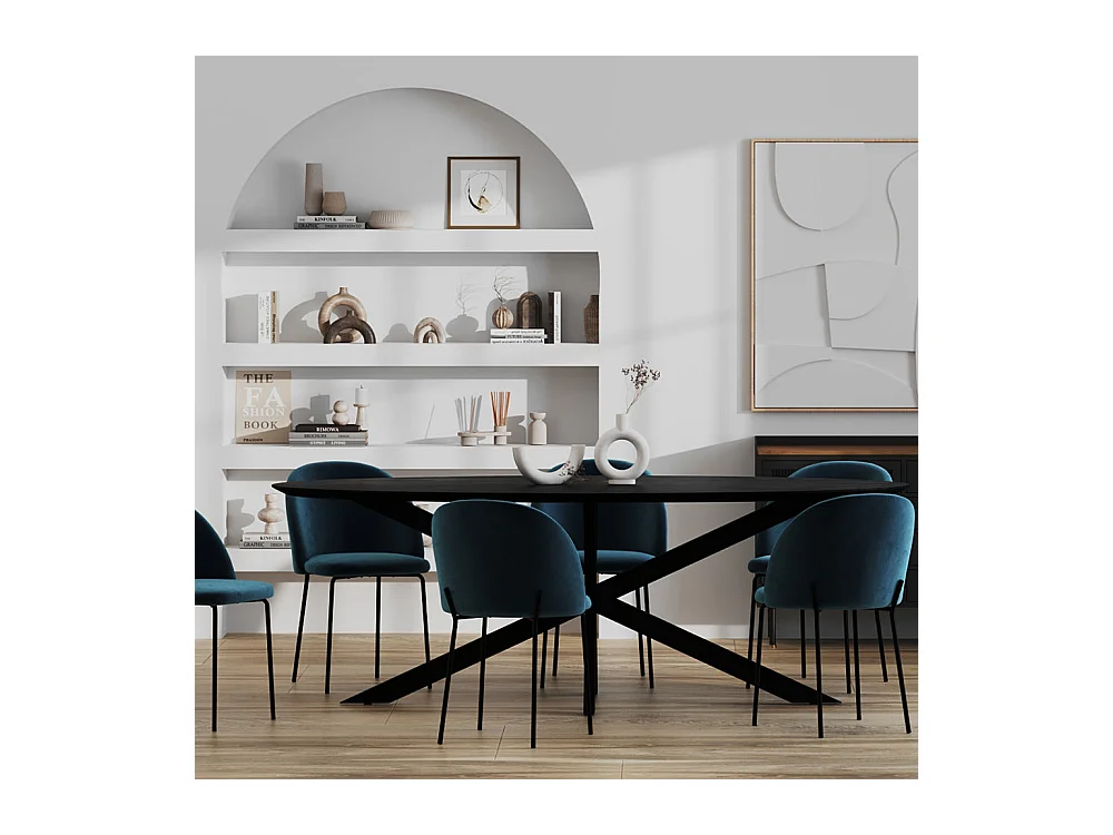 Mesa ovalada para 8 personas en madera negra 240 cm - Sparo