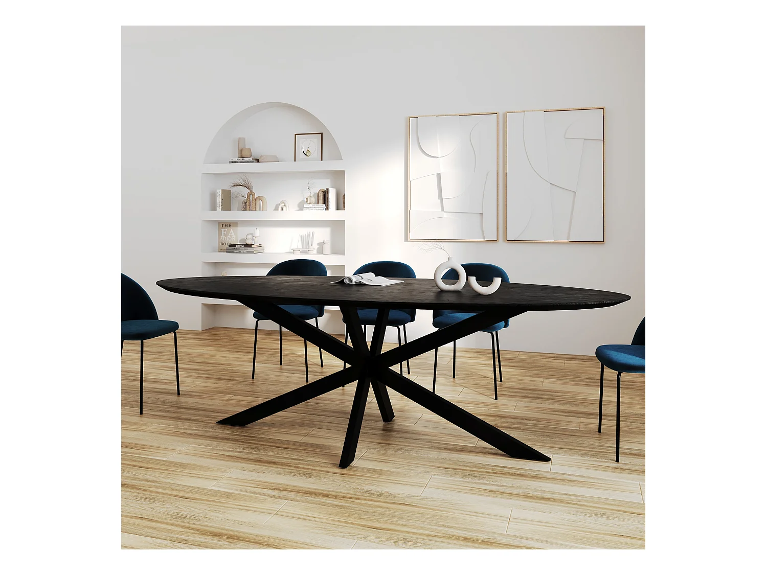 Mesa ovalada para 8 personas en madera negra 240 cm - Sparo