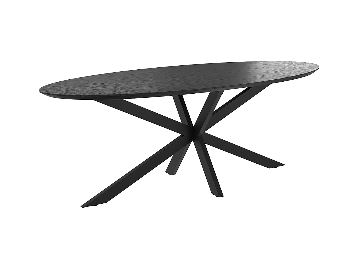 Table ovale 10 personnes en bois de teck recyclé noir 240 cm - Sparo