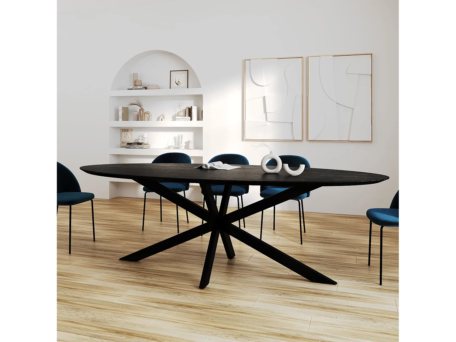Mesa ovalada para 8 personas en madera negra 240 cm - Sparo