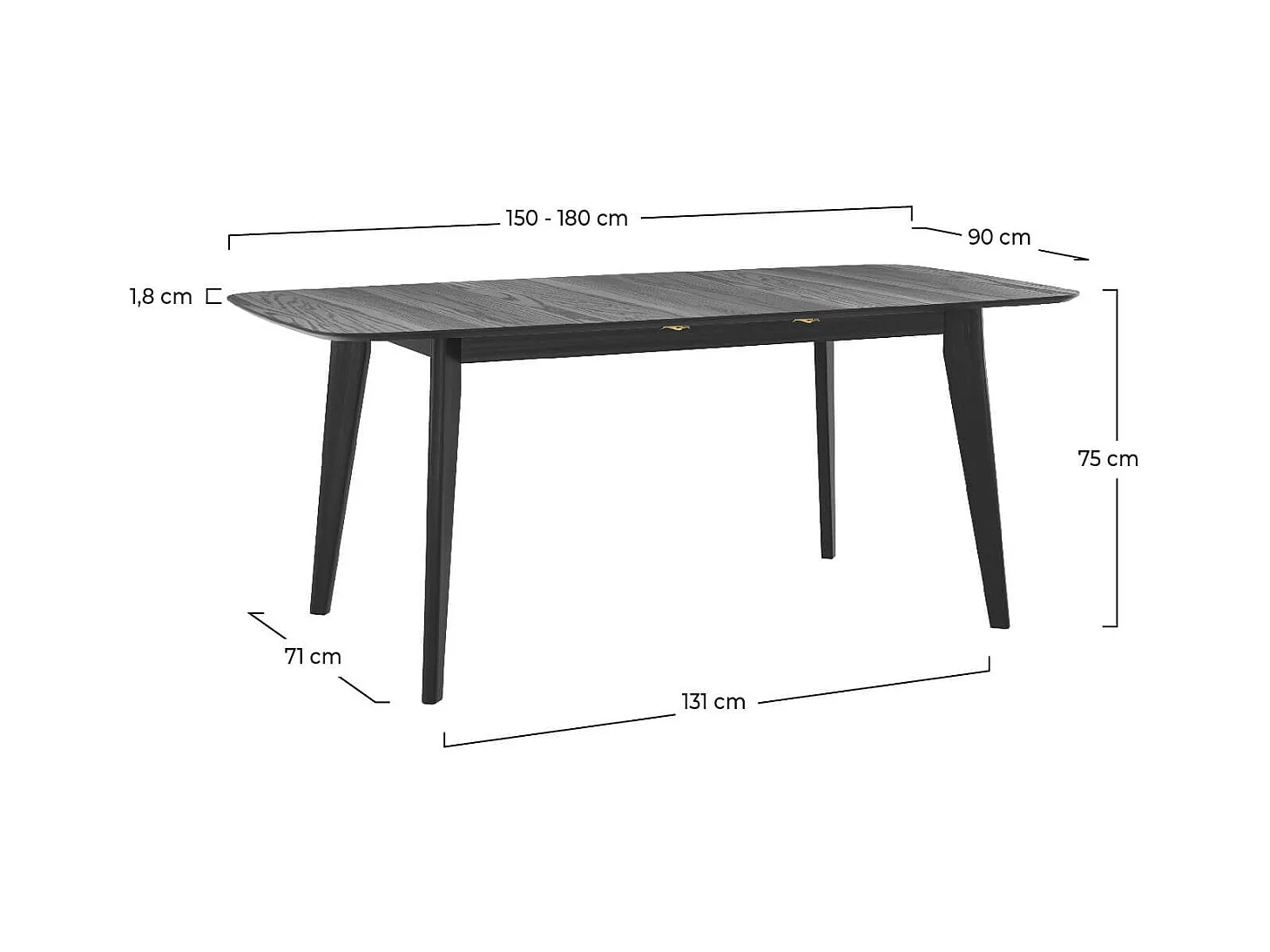 Tavolo per 6-8 persone, allungabile, legno scuro 150/180cm - Oman