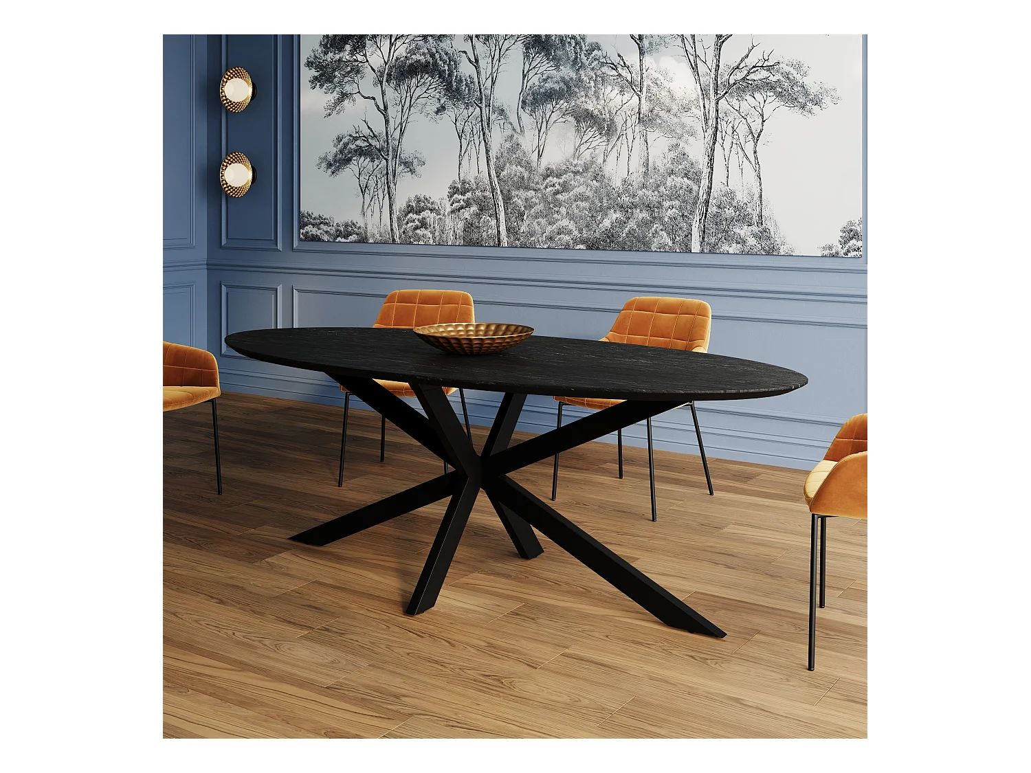 Mesa ovalada 6-8 personas en madera negra 220 cm - Sparo