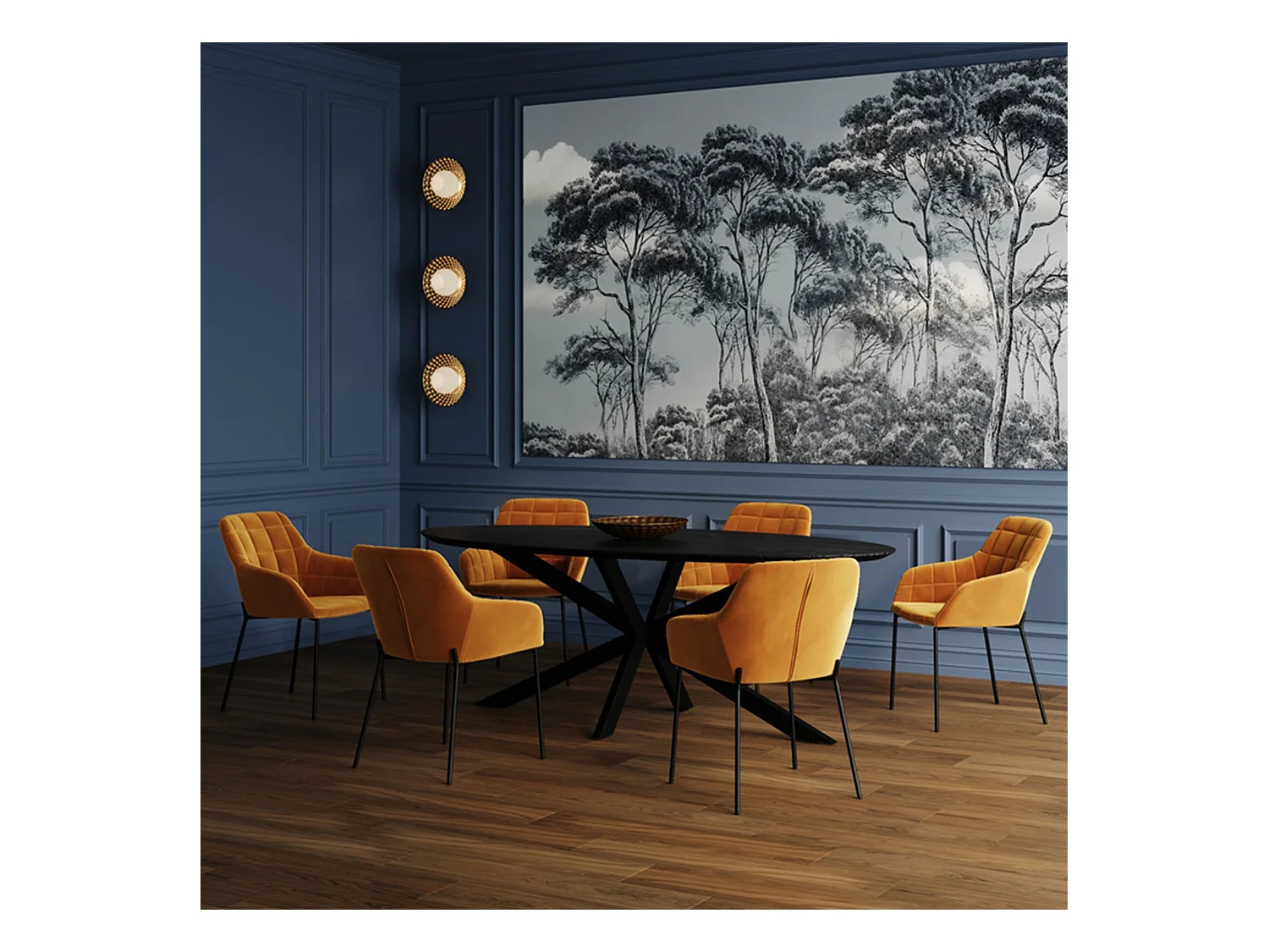 Mesa ovalada 6-8 personas en madera negra 220 cm - Sparo