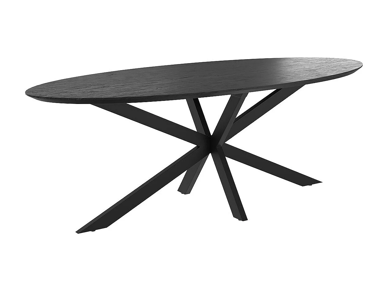 Table ovale 8 personnes en bois de teck recyclé noir 220 cm - Sparo