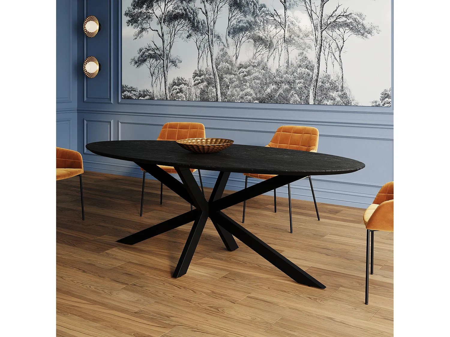 Table ovale 8 personnes en bois de teck recyclé noir 220 cm - Sparo