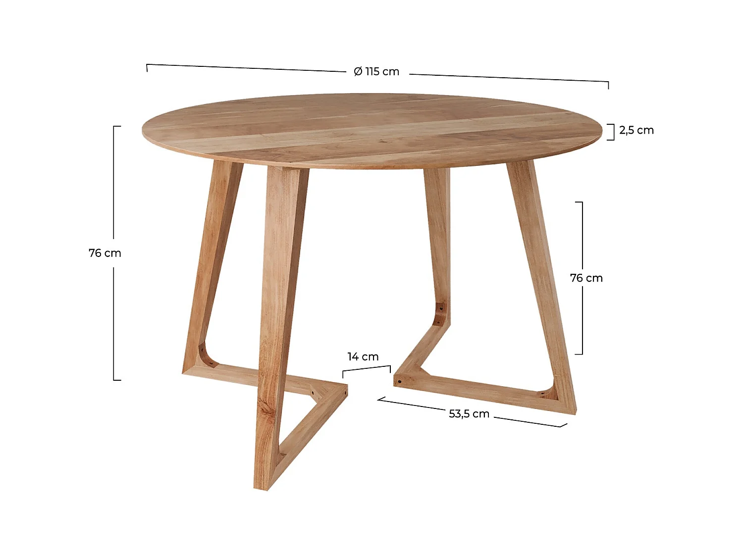 Tavolo rotondo in legno di acacia 4 persone 115 cm - Iguana