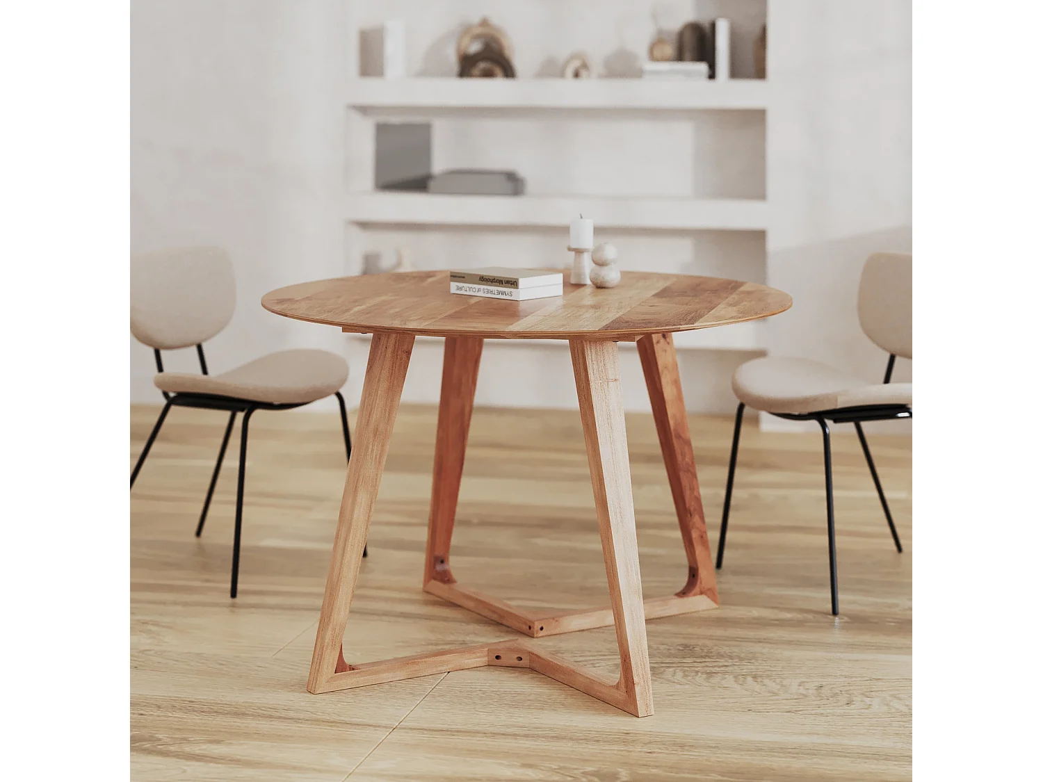 Table ronde 4 personnes en bois d'acacia D115 cm - Iguana