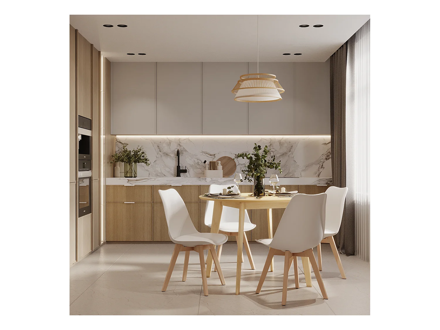 Table ronde 4 personnes en bois clair D100 cm - Réno