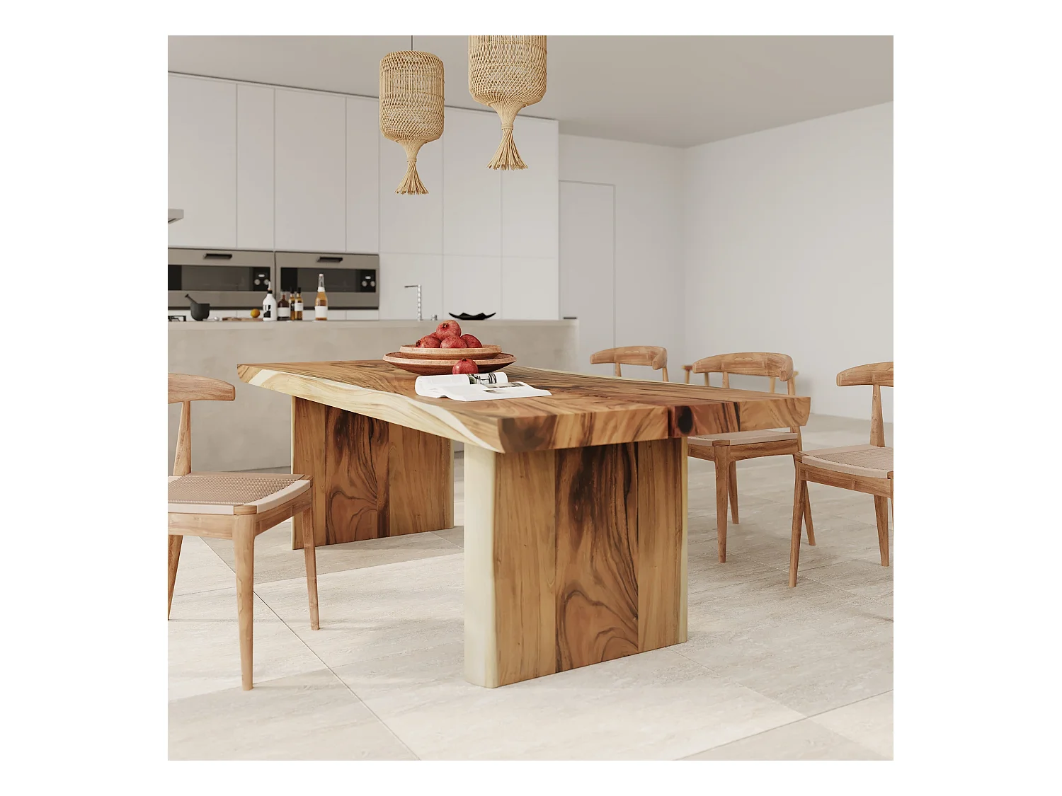 Table rectangulaire 10 personnes en bois de suar 240 cm - Tanah