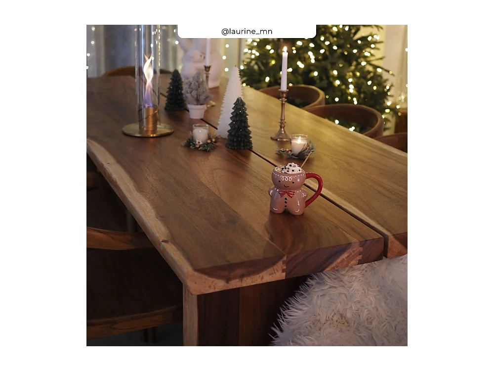 Table rectangulaire 10 personnes en bois de suar 240 cm - Tanah