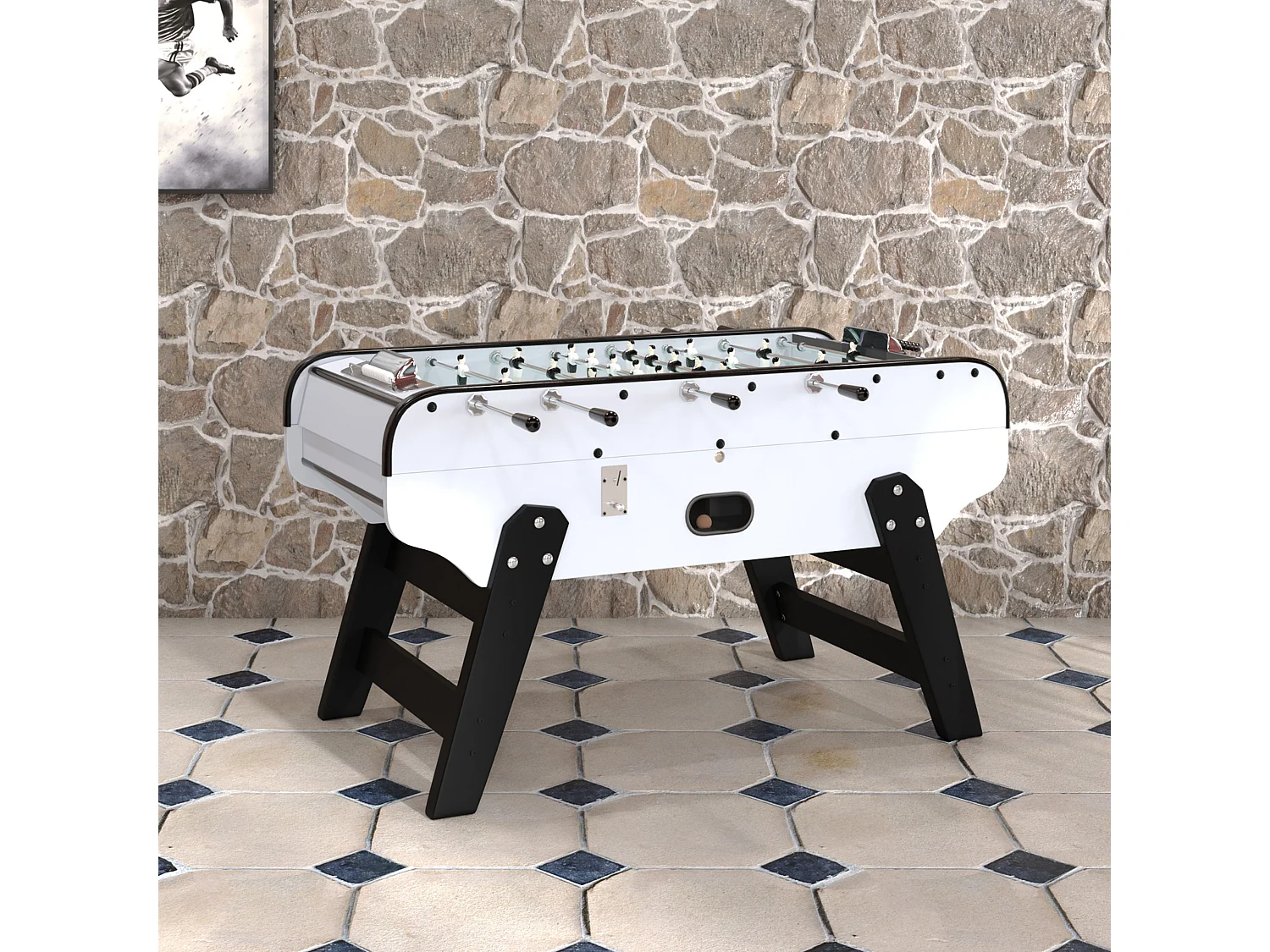 Baby foot blanc avec monnayeur - Bistrot