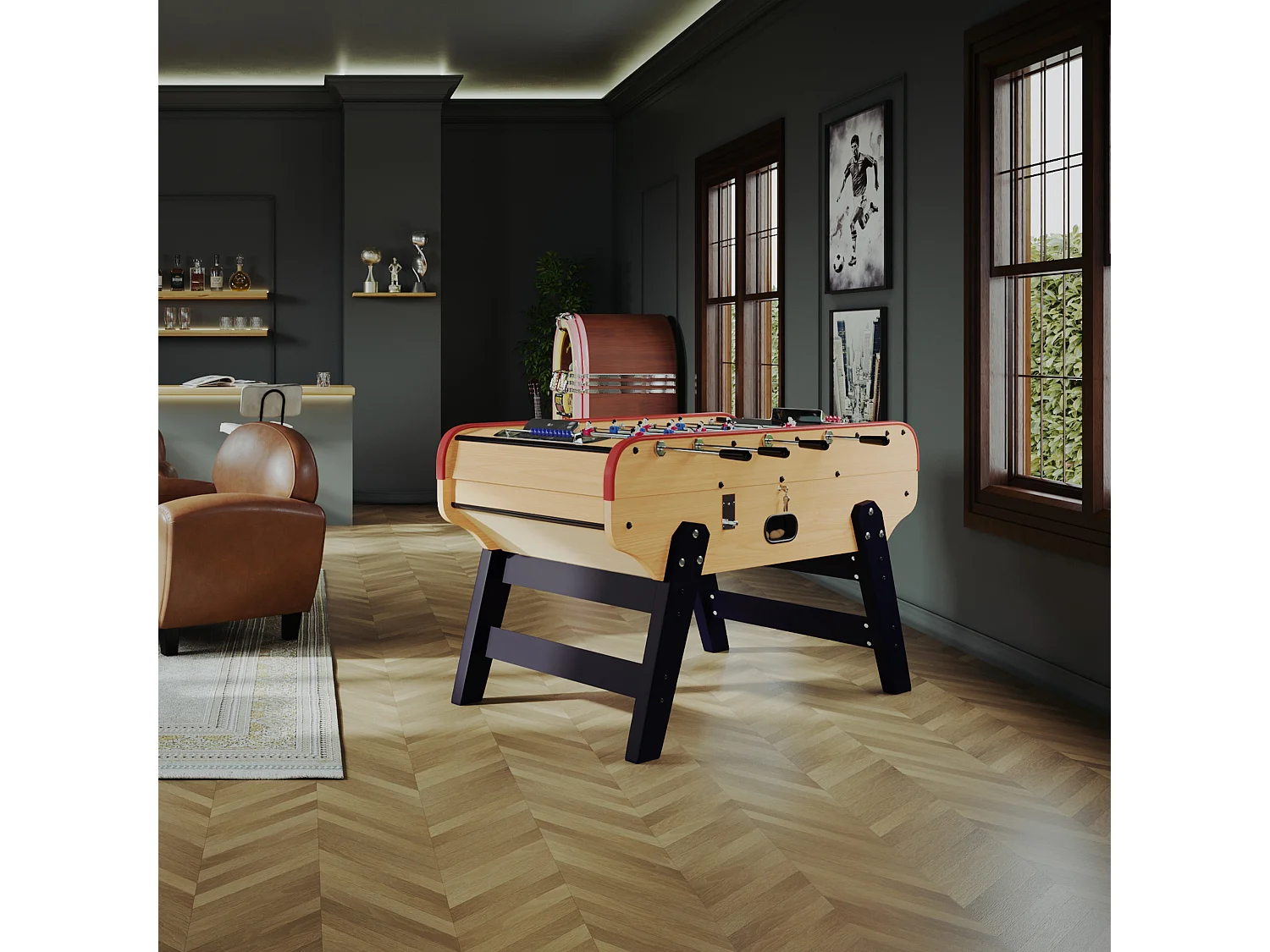 Tavolo biliardino legno chiaro con gettoniera - Bistrot