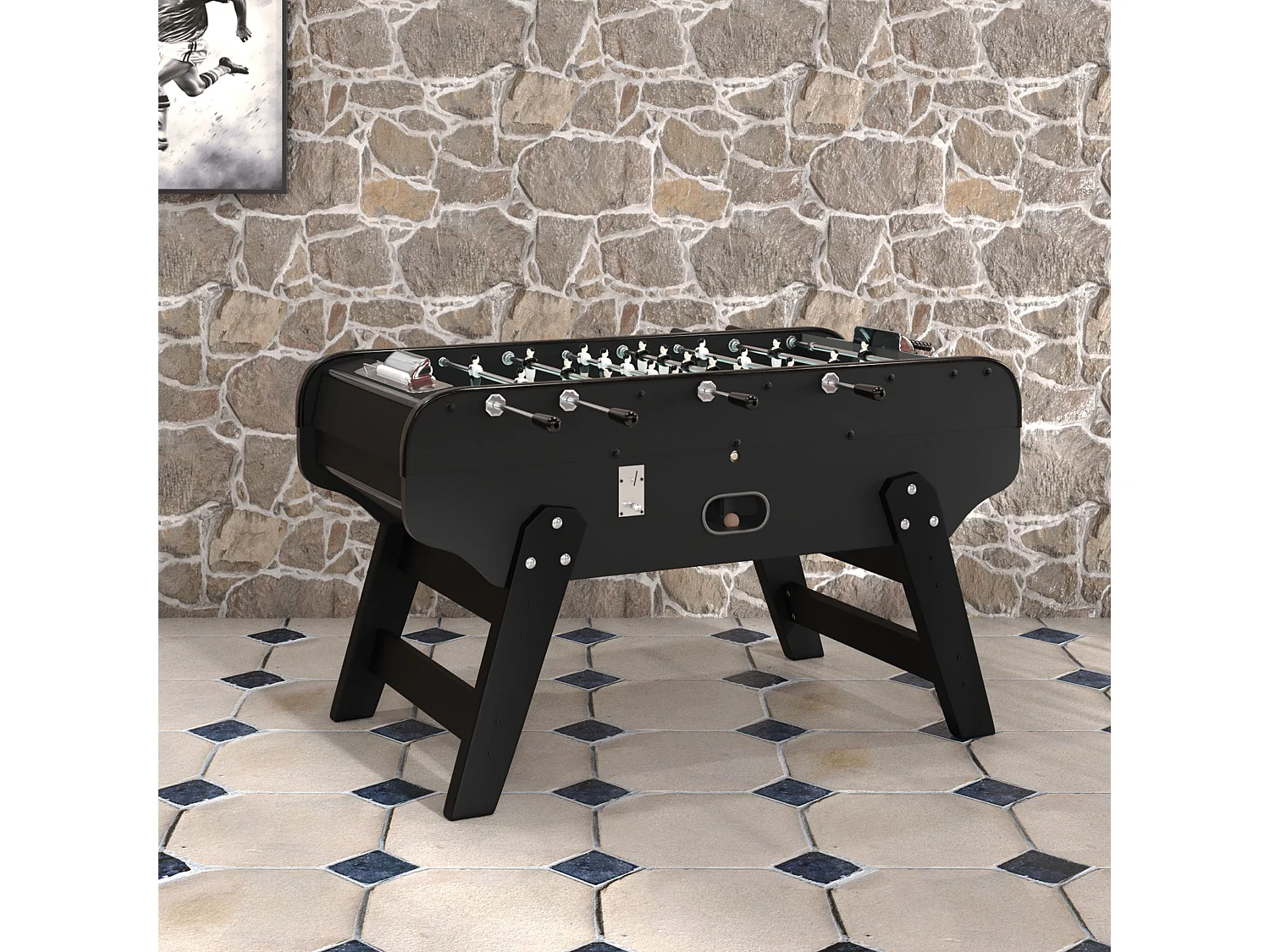 Tavolo biliardino nero con gettoniera - Bistrot