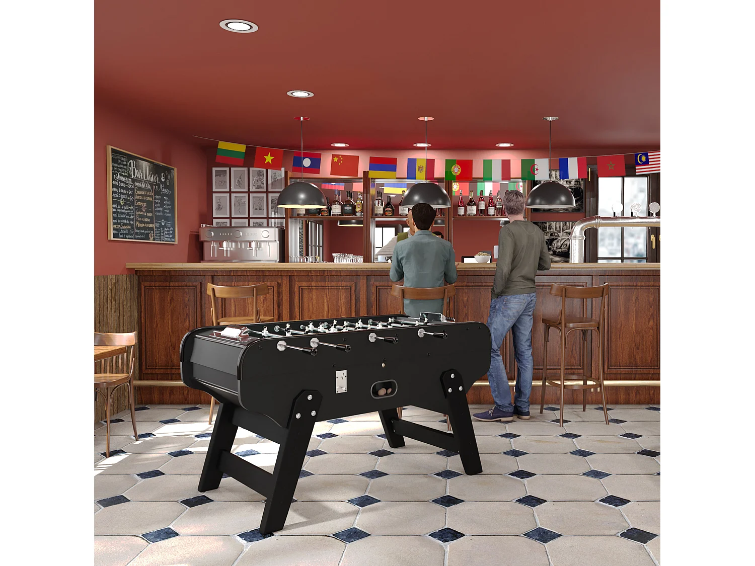 Tavolo biliardino nero con gettoniera - Bistrot