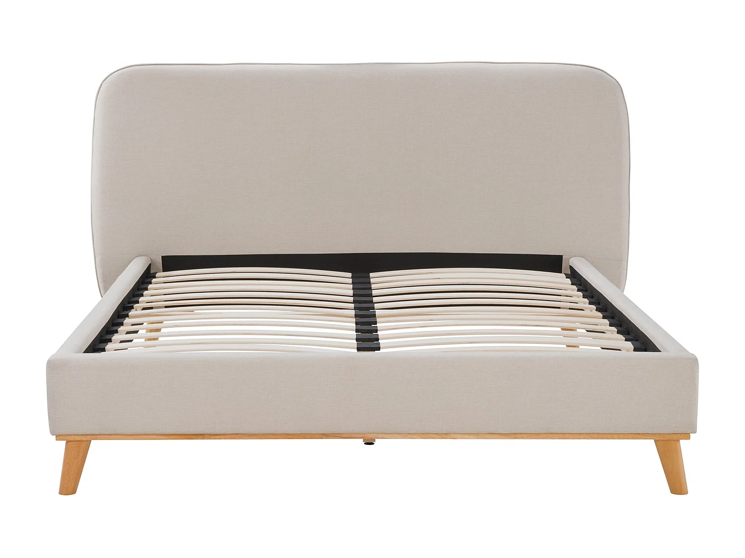Lit double 140x190 cm en tissu gris/beige - Modjo