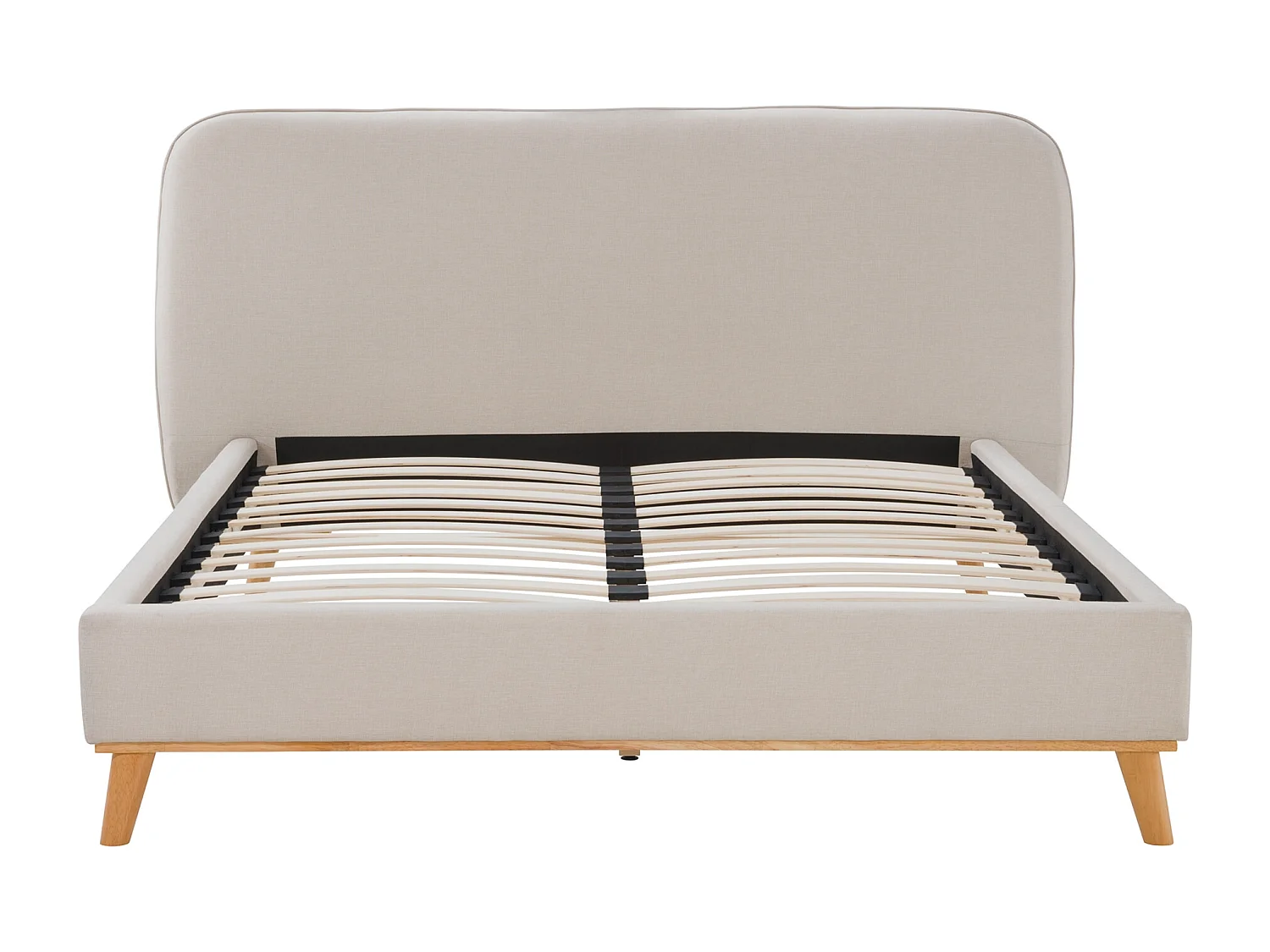 Lit double 140x190 cm en tissu gris/beige - Modjo