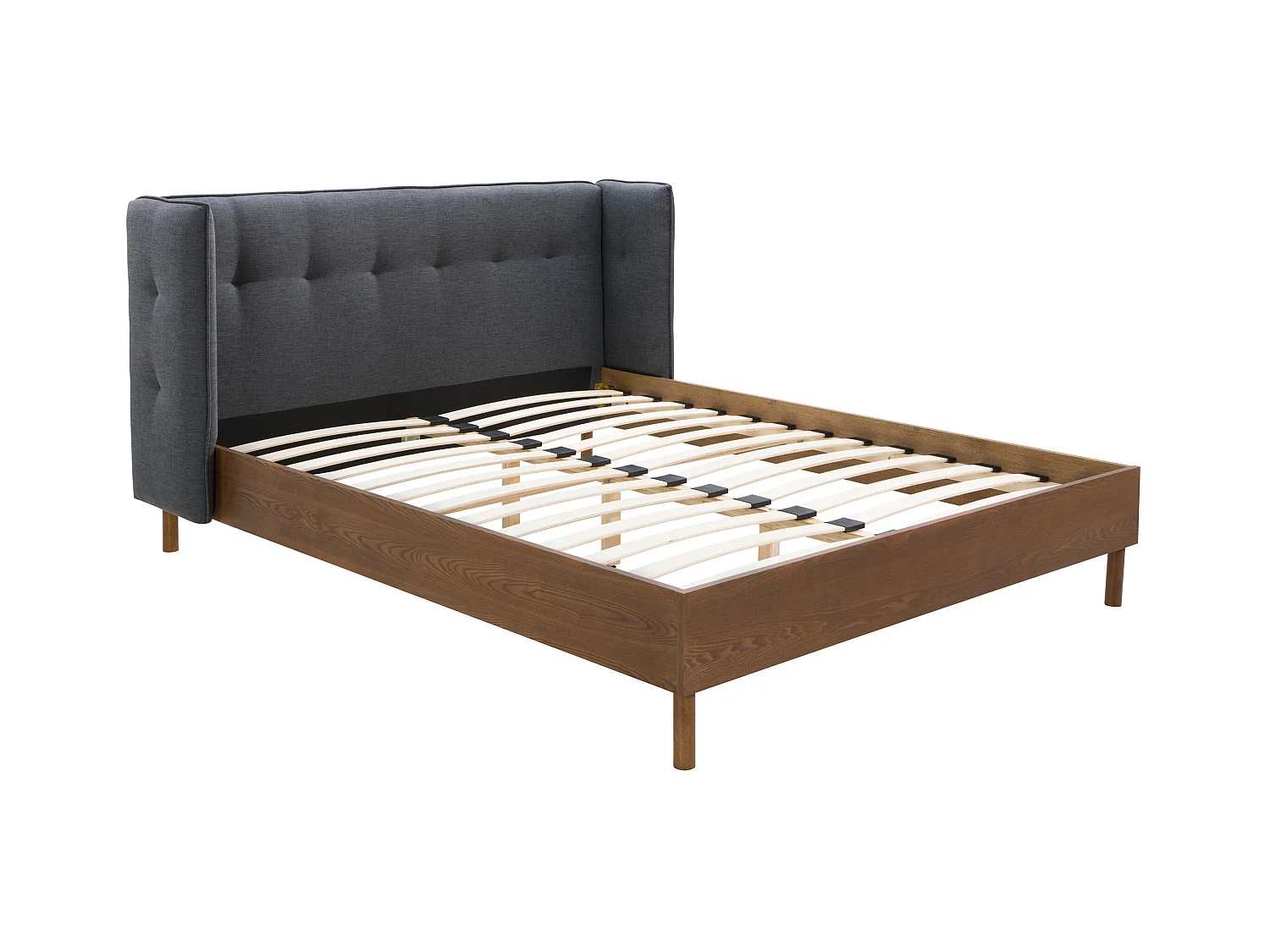 Lit double Loco 140x190 cm en tissu gris foncé